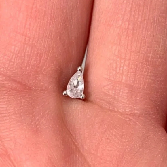 COPY - Sterling Silver Crystal Tear Drop Cartilage Earring - Picture 3 of 3